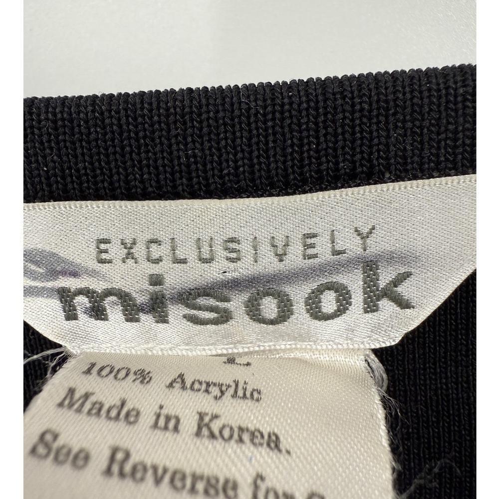 Misook‎ Sweater Womens Size Large Black Red Pullover Stripped Crewneck Knit - Picture 3 of 9